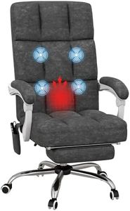 Vinsetto Massage Office Chair, Ergonomic Desk Chair, Comfy Work Study Chair with Heat, Padded Seat, 135° Reclining Back and Footrest for Home Office, Charcoal Grey