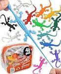 UpBrands 48 Super Stretchy Lizard Toys 3" Bulk Set, 12 Colors, Gecko Kit for Birthday Party Favors for Kids, Goodie Bags, Easter Egg Basket Stuffers, Pinata Filler, Classroom Prizes