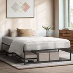 Oikiture King Size Bed Frame Metal Bed Base with Steel Slat Mattress Support Black