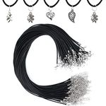 NEBURORA 60 Pcs Necklace Cord 2mm Waxed Necklace Cord with Clasp 20 Inch Black Necklace String Rope Waxed Cotton Cord Necklace for Charms Pendants, DIY Bracelet Necklace, Jewelry Making Supplies