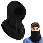 AURUZA Balaclava Winter Hat Thermal Face Mask Snood Hood Hat Neck Warmer, Windproof Ski Mask for Winter Outdoor Sports (Black, L)