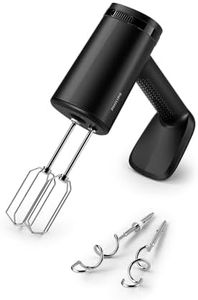 Philips Hand Mixer 5000 Series, Versatile Hand Mixer, Powerful motor 500W, 5 Speed settings, Anti-splatter, Includes Dough Hooks & Wire Beaters, Black (HR3781/00)