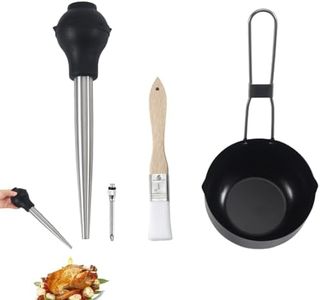 Meat Marinade Injector n BBQ Seasoning Basting Pot with Brush Set-Perfect for Thanksgiving Turkey - Includes Turkey Injector Syringe, and Nylon Bristle Pastry Brush with Sauce Bowl for Grill