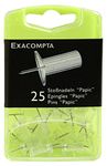 Exacompta - Ref 14912E - Round Head Pins (Pack of 25) - 7mm Width x 10mm Height in Size - Suitable for Pinboards or Corkboards in Offices, Homes & Businesses - Clear