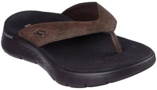 Skechers Men's Go Walk Flex Sandal - Vallejo Sandal, Brown/Black, US 11