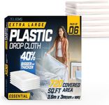 12X10Ft Extra Large Plastic Drop Cloth Painting - 6 Pack Plastic Floor Protector