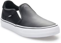 Vans Unisex Asher Deluxe Leather Slip On Low Cut Design Sneaker - Black 10.5