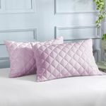 LINENWALAS 100% Bamboo Quilted Pillow Cover - Set of 2 | Ultra-Soft, Cooling & Breathable | Skin & Hair Friendly | Hidden Zipper Closure | Sweat-Absorbent & Hypoallergenic (18x28 Inches, Lavender)