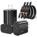 [3Pack] 20W USB C Charger with 6FT USB C to C Cable Fast Charger for iPad Air 4/5,iPad Mini 6,iPad Pro 12.9 3/4/5/6,iPad Pro 11(2018/2020/2021/2022),Samsung Galaxy S23/S22/S21/S20,LG G8/V60 Pixel 6/8