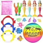 Pool-Diving-Toys 30 Pack,Summer Swimming Pool Toys for Kids,Fun Pool Games Sinking Toy Set Includes 4 Diving Sticks,4 Diving Rings,8 Pirate Treasures,6 Fish Toys,4 Diving Seaweed,4 Shark - Water Toys…