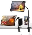 Gooseneck Tablet Stand with 2 Holders 360° Adjustable iPad Stand for Desk Bed Bedside Phone Mount for Video Recording Compatible with iPad Pro 12.9, iPad Air, Switch, All 9.7-15in Tablets and Phones