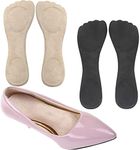 High Heel Inserts Women, Adhesive Velvety Cushioning Insoles for High Heels Anti-Slip, ¾ Gel Cushion Insoles for High Heels Pain Relief, Shoe Inserts for Dress Shoes, 2 Pairs, Beige+Black