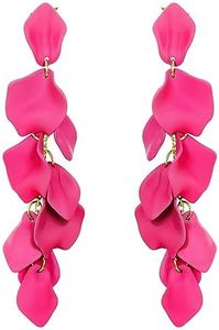 EVER FAITH Orecchini a petalo lunghi per donne ragazze, Acrilico Hot Rosa Petalo di fiori Orecchini a penzoloni per vacanze estive Gioielli