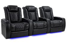 Valencia Tuscany XL Home Theater Seating | Premium Top Grain Italian Nappa 11000 Leather, Power Headrest, Power Lumbar Support, Extra Space, 400 lbs Capacity (Row of 3, Black)