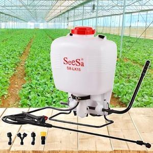 SeeSa 15L Backpack Sprayer, Knapsack Manual Pump Sprayer with Adjustable Straps, Sprayer Lance & 4 Nozzles, Pressure Sprayers for Fertilizing Plants, Garden Watering, Lawns, Spraying Weeds and Pests