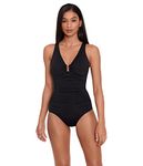 LAUREN Ralph Lauren Beach Club Solids Ring Front Underwire One-Piece, Black, 14