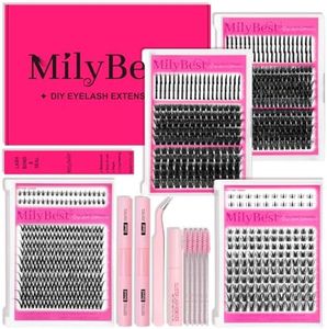 MilyBest Lash Clusters Kit with Spikes/Bottom Lashes Clusters 792Pcs Wispy DIY Lash Cluster Kit 4 Styles Curl Individual Eyelashes Pack with 2 Bond&Seal Volume Bulk Cluster Eyelash Extensions Kit
