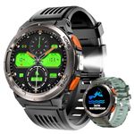 Military Smart Watches for Men 3ATM Waterproof LED Flashlight 1.45’’ HD Rugged Tactical Smartwatch with Compass Altitude Barometer SOS Alarming Fitness Watch for iPhone Android (Answer/Make Call)