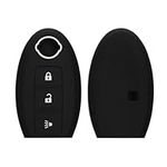 kwmobile Key Cover Compatible with Nissan 3 Button Car Key - Soft Silicone Car Key Fob Holder Protector Case - Black