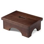 ECROCY Wooden Step Stool, Portable One Step Stool for Adults, Wooden Bedside Step Stool with 400 Lbs Load Capacity, No Assembly Required Step Stool for Kitchen Bedroom Bathroom - Dark Walnut