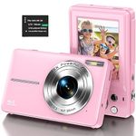 Digital Camera 1080P Digital Compact Camera 44MP HD Photo Camera kid Camera Digital Camera Cheap with 2.4" LCD Screen 16X Digital Zoom and 1 Battery for Teenager Girls, Boys, Beginner-Pink