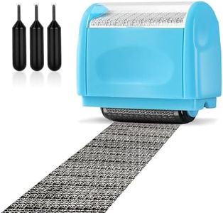 Wide Coverage Identity Protection Roller Stamp, Blue, with 3 Refills for Document Privacy