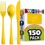 150 Pack Yellow Plastic Cutlery Set