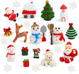 DIYASY Christmas Miniature Figurines,30 Pcs Mini Crafts Resin Santa Claus Snowman Elk Ornaments Kit for DIY Christmas Fairy Garden and Snow Globes