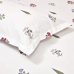 Haus & Kinder 100% Cotton Queen Size Bedsheet For Double Bed, 1 Cotton Bed Sheet Double Bed (90 X 100 Inches) With 2 Pillow Covers | 186 Tc Bed Sheet Double Bed (The Garden Of Joy) - Multicolor