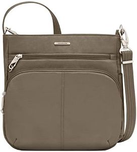 Travelon Anti-Theft Classic North/South Crossbody Bag, Brown, 11.5" x 11" x 3.5", Anti-theft Classic North/South Crossbody Bag