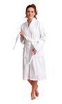 Soft Touch Linen Women's Robe Terry Cloth Kimono Bathrobe Thick 100% Cotton, White, Large