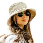 TOP-EX Sun Hats forWomen Wide Brim UV Protection Ladies Summer Bucket Hat Foldable Outdoor Sunhat for Safari Fishing UPF 50 & Waterproof Khaki L