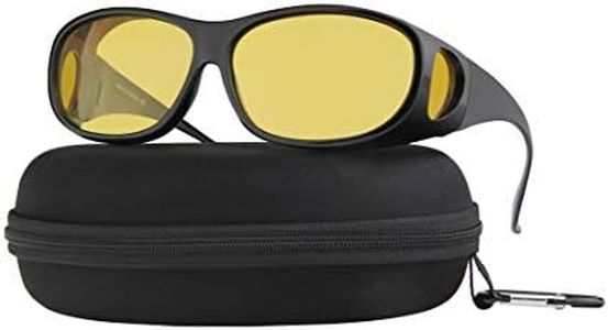 Night Driving Glasses Anti Glare Polarized Night Vision Yellow Tint Night Driving Glare Reducing Fit Over Driving Sunglasses Men and Women