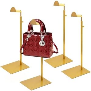 KMtilsh Purse Display Stand,4 Pack Gold Purse Stands For Display,Stainless Steel Bag Display Stand, Height Adjustable Shoulder Bag Holder, for Commercial Stores And Parties