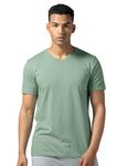 DAMENSCH Regular Fit Half Sleeve V Neck Tshirt Combed Cotton Blend Solid Lightweight Gold Finish Shine Softer Durable Casual Wear Lounge Wear Tshirt for Men-Misty Green-XL