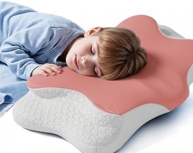 Xamuxplot Memory Foam Kids Pillow, Kids Pillows for Sleeping, Ergonomic Contour Pillow and Pillowcase 22x13in (Pink Large)