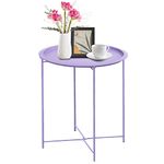 Garden 4 you End Table Outdoor Side Table, Small Patio Table Metal Side Table, Round Folding Side Table, for Outdoor and Living Room,Purple