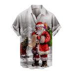 Men's Christmas Printed Shirt Ugly Christmas Sweater Pullover Button Down Shirts Xmas Sweater Short Sleeve Reindeer Snowflake Printed Sweaters Novelty 3D Sweatshirts Casual Loose Pullover