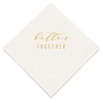 Weddingstar 3-Ply Gold Foil Cocktail Napkins White - Better Together