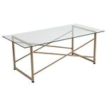 Flash Furniture Occasional Tables, Clear/Matte Gold, 47.25" W x 23.5" D x 18.5" H