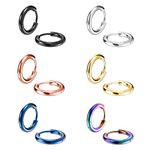 316L Surgical Stainless Steel Small Hoop Earrings 8mm 10mm 12mm 14mm Hypoallergenic Huggie Hoop Earrings Helix Lobes Hinged Sleeper Earrings Men Women for Cartilage Piercings, Stainless Steel, No