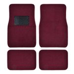 BDK MT-100-BD Burgundy Red Carpeted 4 Piece Car SUV Floor Mats With Vinyl Heel Pad Car Vehicle Universal Fit