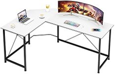 CAIYUN L Shaped Gaming Desk, 66" White Corner Desk, Bureau de Travail en L, Computer Desk, Gaming Table for Home Office, White