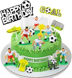 19 PCS Soccer Cake Topper Decorations Soccer Ball Player Theme Cake Toppers For Soccer Party Football Party Men Boy Kid Birthday Party Sport Club Party Supplies (Soccer)