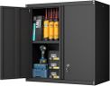 GREATMEET Locking Metal Wall Cabinets for Garage, Garage Cabinets Wall Mount, Steel Floating Hanging Storage Cabinet with Doors and Adjustable Shelf for Utility Room