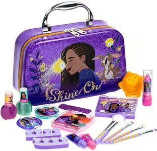 Disney Wish Fashion Purse Set with Nail Polish, Nail File, Lip Gloss, Lip Stick, Lip Balm, Crown, Eyeshadow, Brushes, and More, Ages 3+, for Parties, Sleepovers & Makeovers by Townley Girl