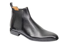 Xposed Men’s Chelsea Boots Genuine Polished Calf Leather Formal Shoes with Leather Sole [PLS-802-VEAU-NOIR-43]