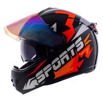 Steelbird SBH-34 Sports ISI Certified Full Face Bike Helmet for Men and Women with Inner Smoke Sun Shield (Medium 580 MM, Matt Black Orange with Chrome Rainbow Visor)