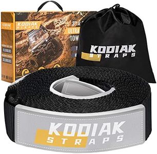 KODIAK STRAPS Tow Strap – 3'' x 30ft Car Tow Straps Heavy Duty with 30000 lbs. Break Strength and Reinforced Loops Emergency Rope Off Road Recovery Equipment Towing Straps Draw String Bag Included