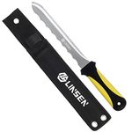 PAXLINSEN Stainless Steel Garden Knife with 7.8" Blade with Yellow Handle, Double Side Utility Sod Cutter Lawn Repair Garden Knife with Nylon Sheath